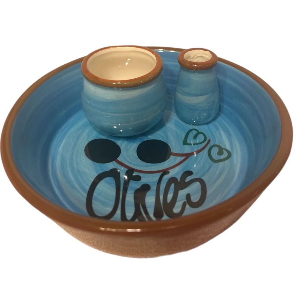 Olive Dish Naturally Med Ceramic Serving Tray Pit Toothpick Tapas Kitchen